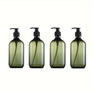 TEMU 4개의 플라스틱 펌프 디스펜서 병 세트, 300ml 재충전 가능, 탈산제 없는 무향 액체 샴푸 및 샴푸 용기 -Uv 보호