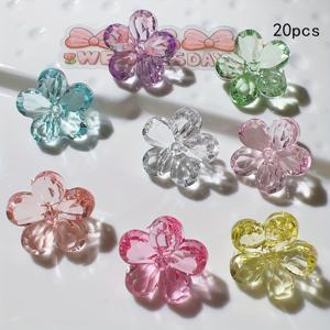 TEMU 20개 세트의 아크릴 꽃 장식품, DIY 공예용품, 보석 제작 부품, 투명 백면이 있는 귀여운 꽃 모양 액세서리 - 헤어 클립, 신발, 모자 및 수제품에 사용할 수 있는 도금이 없는 보석 부품