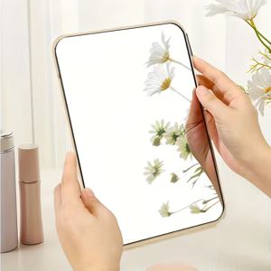 TEMU 폴더블 가죽 메이크업 거울, 연마된 고화질 탁상 거울, 드레싱 테이블용, 캐릭터 테마, 유리 표면, 휴대용 바니티 거울, 기숙사, 룸 데코, 여행 및 뷰티 선물 - 전원/배터리 필요 없음|화장대