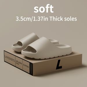 TEMU 남성용 LAWENSUI 울트라 소프트 EVA 슬라이드 - 편안하고 미끄럼 방지, 빠른 건조, 단색 그린, 3.5cm 두께의 캐주얼 여름 슬리퍼, 손세탁 가능, 미끄럼 방지 신발| 슬리퍼 디자인|인체공학적 슬리퍼 디자인