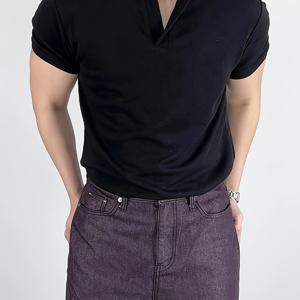 TEMU 남성용 흡습 발산 운동 티셔츠, V넥, 통기성, 빠른 건조, 폴리에스터 원단, 달리기, 훈련 및 야외 활동용