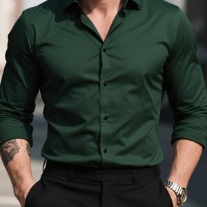 TEMU 남성용 우아한 브라운 드레스 셔츠 - 편안한 트윈 소재, 긴 소매, 버튼 업 프론트, 그를 위한 완벽한 선물, 정장 의상|세련된 외모|정교한 완성