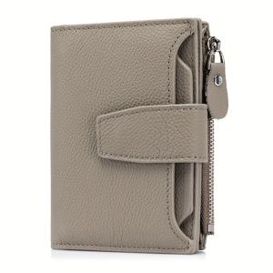 TEMU 여성을 위한 1pc 진정한 상위 가죽 트리플 폴드 지갑, RFID 차단, 대용량, 스냅 클로저, 폴리에스테르 안감, 14개의 신용카드 슬롯, 2개의 돈 주머니, 1개의 지퍼, 4개의 투명 ID 창, 캐주얼 동전 주머니 지갑