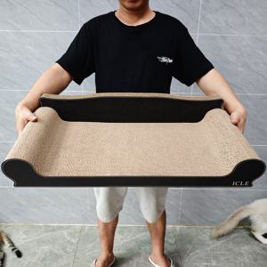 TEMU ICE CLEAR 고양이 스크래처 라운지 - 내구성 있는 골판지, 길이 700mm, 베이지 & 블랙 디자인, 최대 44lbs의 고양이에게 적합, 발톱 관리 및 휴식에 완벽, 실내 고양이용 스크래처