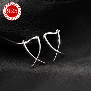 TEMU 925 스테인리스 실버 귀걸이, 18K 골드 플레이트, 하이포알러지저지 간단한 크로스 라인 디자인, 캐주얼 섹시 스타일, 파티, 선물, 결혼식, 해변 휴가, 크리스마스, 모든 계절 착용, 방지 tarnish 포장|귀걸이