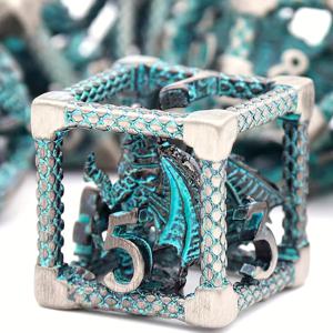 TEMU 메탈 홀로우아웃 주사위 3D 드래곤 다이스 CRUSU DND 러닝 그룹 보드 게임 엔터테인먼트 다면체 세트