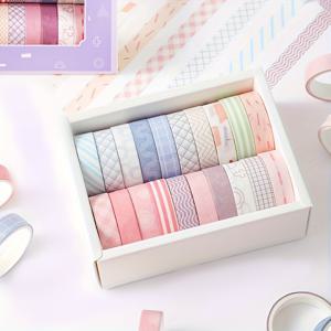 TEMU 20 롤 다양한 와시 테이프 세트, 기본 비수성 장식 테이프, 불릿 저널, DIY 공예, 예술 포장, 스크랩북 용품