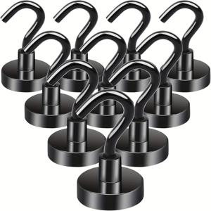 TEMU 10개의 강력한 네오디뮴 자석 후크 세트, 15kg 인력, 자외선 차단, 쉬운 설치, 천장 부착, 도금된 금속 마감, 철문, 냉장고, 주방, 사무실, 캠핑용 무구펀|냉장고|김치냉장고|캠핑냉장고