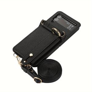 TEMU 삼성 Z Flip 4 멀티액션 폰 케이스, 아름다운 외관, 편안한 손감 Z Flip 3에는 손가락 클립, 끈, 카드 홀더, 보호 케이스가 함께 제공됩니다|그립톡