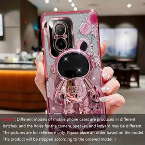 TEMU OPPO Realme C67 4G용 C67 4G 여행 우주비행사 도금 폰 홀더 글리터 폰 케이스