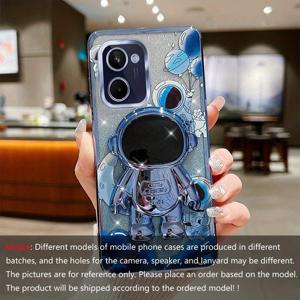 TEMU OPPO Realme 10 4G용 10 4G 여행 우주비행사 도금 폰 홀더 글리터 폰 케이스