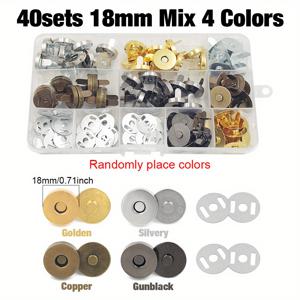 TEMU 40개 세트 자석 버튼 스냅, 14/18mm 구리 & 건블랙 자석 패스너 버클, 보관 상자 포함 봉제 클래스프, DIY 가죽 공예 의류 가방 포켓 용품 - 골드 & 실버 옵션