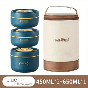 TEMU 트리플 레이어 보온 보냉 도시락 - 뜨거운/냉장 식품을 위한 고급 열 기술, 진공 밀봉 스테인레스 스틸, 견고하고 다용도로 휴대용 핸들 - 학교, 사무실, 야외에 적합 - 넉넉한 용량, 주방 필수품, 보냉 도시락