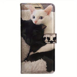 TEMU 두 마리의 고양이 PU 자석 플립 지갑 케이스와 d 홀더 스탠드, iPhone 5/6/6S/7/8/X/XS/XR/SE2 2020/SE3 /11/12/13/ Plus Pro MAX용