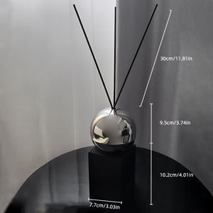 TEMU 1pc 우아한 스테인레스 스틸 구형 디퓨저, 나무 베이스 - 조명 없음, 향수 없음, 가정 및 호텔 장식, 실내, 미적 센터피스| 디자인|반사 표면