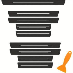 TEMU 10개 팩 탄소 섬유 자동차 도어 실 프로텍터, 스크래치 방지 임계선 가드, 범용 킥 플레이트, 내구성 있는 합성 고무, 블랙, 자동차 인테리어 액세서리