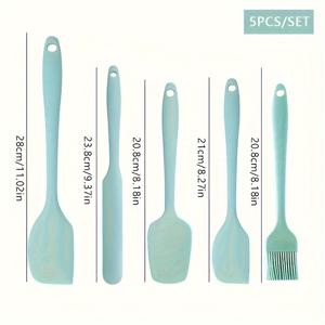 TEMU 5pcs 실리콘 베이킹 세트 - 주방 요리 및 베이킹 도구 - 대형 및 소형 주걱, 스크레이퍼, 브러시 - 케이크, 아이싱, 치즈용 마카롱 컬러 도구 - 크리스마스, 할로윈, 이스터, 하누카, 추수 감사절에 이상적입니다.