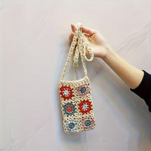 TEMU 1개 수제 크로셰트 크로스바디 백, 심플 니트 숄더백, 미니 빈티지 민족 스타일 핸드백 - 일상 여행 및 어머니날 선물용|크로스백