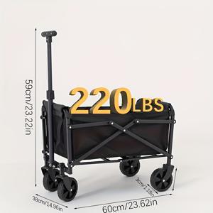 TEMU 모든 지형용 바퀴가 있는 헤비듀티 접이식 왜건 카트 - 220/330 파운드 용량, 스테인리스 스틸 프레임, 해변, 잔디, 스포츠 및 캠핑에 완벽, 블랙, 30인치|캠핑용품