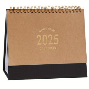 TEMU 2025년 데스크 캘린더, 스탠딩 플립 데스크톱 캘린더, 금속 링 트윈 와이어 바인딩, 매월, 7.6x6.7인치, 스티커 포함, 가정 사무실 학교용, 영어, 주간/월간 뷰