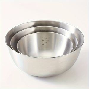 TEMU 3개 스테인리스 스틸 믹싱 볼 세트, 1.5L, 2.5L, 4L - 내구성, 비전기식 주방 가전, 가정용 필수 요리 용품, RV 주방 쿡탑 액세사리, 배터리 없음
