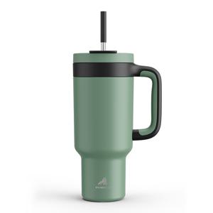 TEMU POWCAN 40oz 보온 스테인리스 텀블러 손잡이 포함, 누수 방지 여행용 머그컵, 빨대 & 마시기 뚜껑, 식기세척기 사용 가능, 음료를 34시간 동안 차갑게 유지, 차량 컵 홀더에 맞음 - 다크 퍼플|텀블러