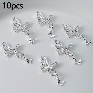 TEMU 10pcs 레트로 라이트 럭셔리 나비 목걸이 나비 손톱 보석 나비 손톱 장식 3D 합금 손톱 아트 장식 여성용 손톱 아트 보석 손톱 아트 용품 다용도 DIY 액세서리 장식 손톱 신발 옷 가방 공예, 카니발/마르티그라스/마스케라드|네일재료