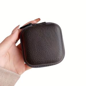TEMU 컴팩트 USB 케이블 & 이어버드 보관 케이스 - 헤드폰, 보석 및 작은 액세서리를 위한 휴대용 지퍼 정리함, 딥 브라운, 그레이 또는 블랙, 이어버드 케이스
