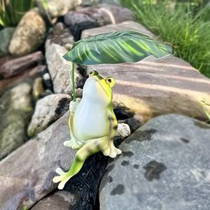 TEMU 1pc WhimsyGarden 레진 개구리 조각품, 우산이 있는 만화 테마 미니어처, 실내 실외 장식, 보나이 액센트, DIY 홈 장식, 사랑하는 이들에게 멋진 선물