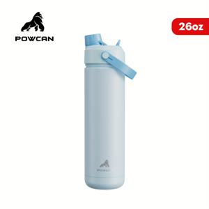 TEMU 1개, POWCAN 26oz 보온 보냉 물병, 24시간 동안 차가운 상태 유지, 2-in-1 빨대와 뚜껑, 누수 방지, 차량 컵 홀더에 맞음, 스테인리스 스틸 스포츠, 여행 및 학교용 물병