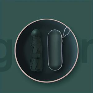 TEMU 1개 미니 접이식 우산 보관 가방 포함, 6갈래 철제 프레임 플라스틱 손잡이 수동 개폐 경량 휴대용 우산, 비/해가 있는 야외 활동용