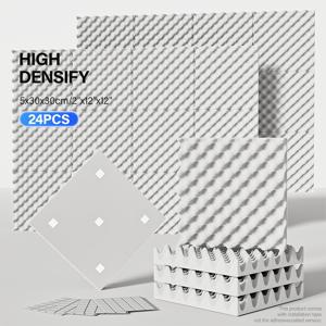 TEMU 【24개】12 x 12 x 1.18/12 x 12 x 2 인치 | 소음 차단 방음 패딩 | 벽 및 문용 음향 단열 폼 | 고밀도 에그 카톤 아코스틱 폼 벽판 | 양면 접착 테이프 포함