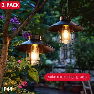 TEMU 2pcs HOTU 태양광 LED 빈티지 텅스텐 조명, 금속 철 조각 램프, 레트로 스타일 랜턴, 걸이 조명 꽃, 정원 마당 발코니 야외 장식, 니켈 배터리 600mAh, 태양 충전, 스위치 제어, 제거 불가능한 태양광 모듈, 야외용