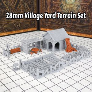 TEMU OMGLOBAL 47개 28mm 마을 마당 지형 건물 세트, DND D&D 미니어처 액세서리, RPG 롤 플레이 게임 탁상 장식, 미충전 플라스틱 DM 선물