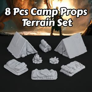 TEMU 8피스 DND 모험가 캠프 지형 건설 세트, 28mm D&D 미니어처 액세서리, RPG 롤플레잉 게임 던전 & 드래곤 테이블탑 게임용, DM 선물