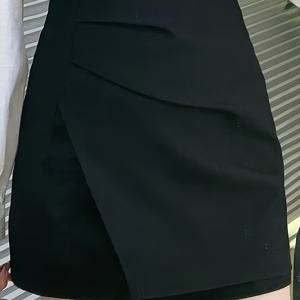 TEMU 1pc 비대칭 플리츠 힙랩 스커트, 단색 폴리에스터 원단, 불규칙 주름 디자인, 봄/여름/가을 착용 가능
