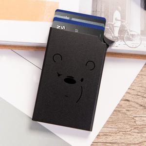 TEMU 알루미늄 합금 명함 홀더, RFID 차단 기능, 슬림형 도난 방지 팝업 지갑, 귀여운 표정 디자인이 있는 신용 카드 케이스, 남성 및 여성용|명함지갑