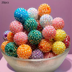 TEMU 20pcs Beadlicious 아크릴 볼, AB 컬러 레진 플랫 비즈 DIY 팔찌 보석 만들기 액세서리