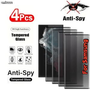 TEMU 4-Pack 강화 유리 스크린 프로텍터 Samsung Galaxy S22/S22+/S22 Ultra/S23/S23+/S23 Ultra/S24/S24 Plus/S24 Ultra/S25/S25 Plus/S25 Ultra, 9H 경도, 안티 스파이, 방수, 흠집 방지, 올레오포빅 코팅