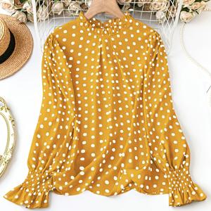 TEMU 1pc 여성용 플러스 사이즈 캐주얼 물방울 무늬 프린트 크루넥 상의, 셔링 디테일, 100% 폴리에스테르 원단, 비스트레치 주말 캐주얼 상의, 봄/여름용