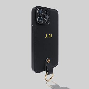 TEMU [맞춤형] 팔찌 코드 버클로 개인화된 이름 이니셜 문자 휴대폰 케이스 iPhone 16 15 14 11 Pro Max에 새겨진 3D 골든 핫 스탬핑 공정 고급 클래식 플레인 가죽 케이스