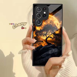 TEMU 삼성 S 시리즈 S9 S10 S20 S21 S22 S23 S24 S25 + e FE 울트라 플러스 5G용 크리에이티브 뷰티풀 문라이트 강화 유리 폰 케이스 커버