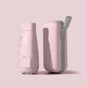 TEMU 컴팩트 6단 미니 우산 - 태양과 비용 모두 사용 가능, 휴대용 나일론 포켓 파라솔, 자외선 차단 기능, 다양한 색상 옵션, 지퍼 케이스 포함|양산