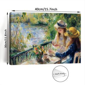 TEMU 방 장식 1pc 인상주의 스타일 목재 프레임 캔버스 벽화, 두 여성이 차를 그린 프린트, 홈 오피스 장식, 그녀를 위한 완벽한 선물, 거실 침실 주방에 적합, 단일 파티 벽 장식, 11.8x15.7 인치