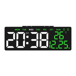 TEMU LED 시계, 이중 알람, 온도 표시, 날짜, 주, 카운트다운 타이머, 스누즈 기능, 자동 어둡기 기능이 있는 USB로 작동, 12/24 시간 형식, 일광 절약 시간 조정 가능.|타이머