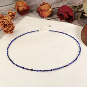 TEMU 우아한 청금석 비즈 목걸이 - 천연석, 그녀를 위한 섬세한 초커, 완벽한 선물