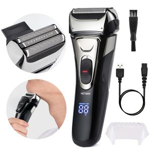 TEMU 남성용 전기 면도기, 3개의 반복 면도기와 신전 트리머, LED 전원 표시, USB 충전식, 스틸 소재, 세척 가능, ≤36V, 600mAh 배터리, 60+분 배터리 수명 - 남성용 이상적인 크리스마스 선물