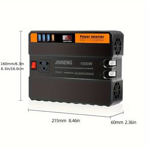 TEMU 1500W 고출력 멀티펑션 인버터 - 트럭, RV 및 가정용 전압 감지 기능이 있는 12V/24V에서 220V 배터리 변환기, 자동차와 집의 이중 사용 가능성, 차량용 파워 인버터