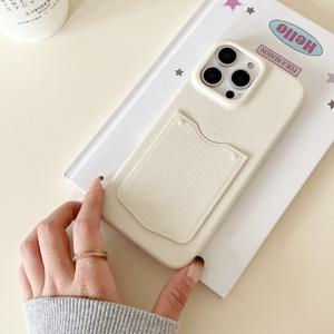 TEMU 애플 아이폰 16 15 14 13프로 플러스 맥스에 적합한 한국식 심플 솔리드 컬러 리치 패턴 카드 홀더, 앤티-폴 모바일 폰 케이스, 고급스럽고 아름다운