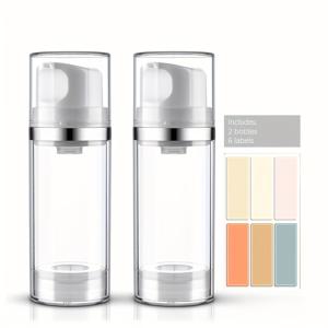TEMU 2개 100ml 진공 디스펜서 병 라벨 세트, 덕빌 프레스 타입 로션 병, 비즈니스 여행 및 야외 스포츠 분배용 로션, 샤워 젤, 메이크업 리무버 등에 적합|트래블보틀